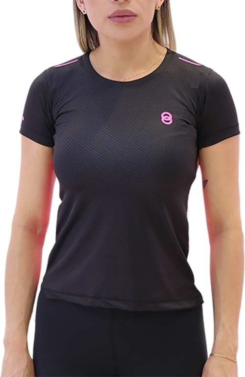 Camiseta Joog Infinity Preta e Rosa Feminina