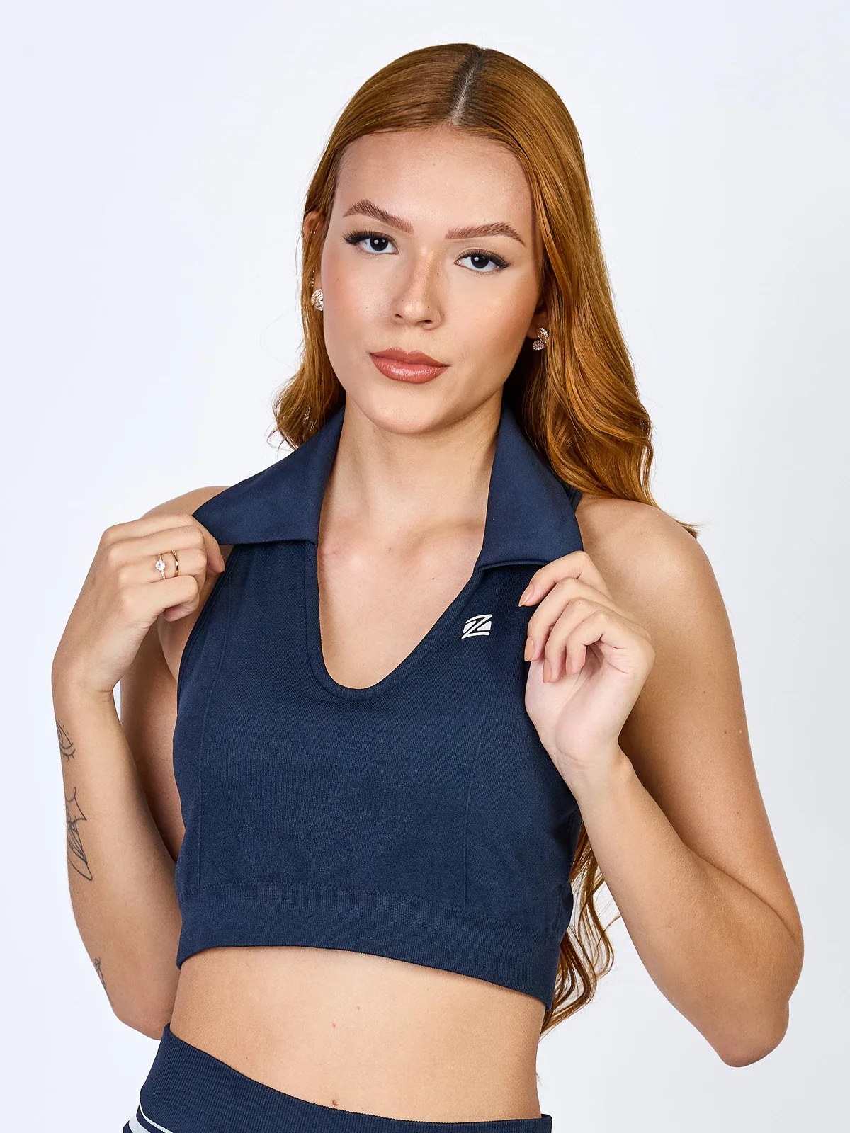 Top Cropped Zeiq Fit Slam Mesh Navy