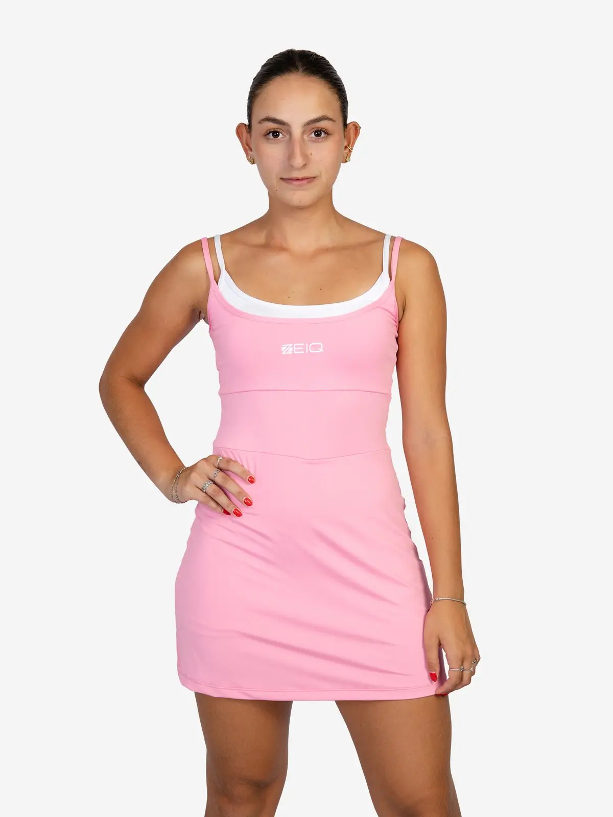 Vestido Zeiq Fit Rosa Flow Alça Dupla NG