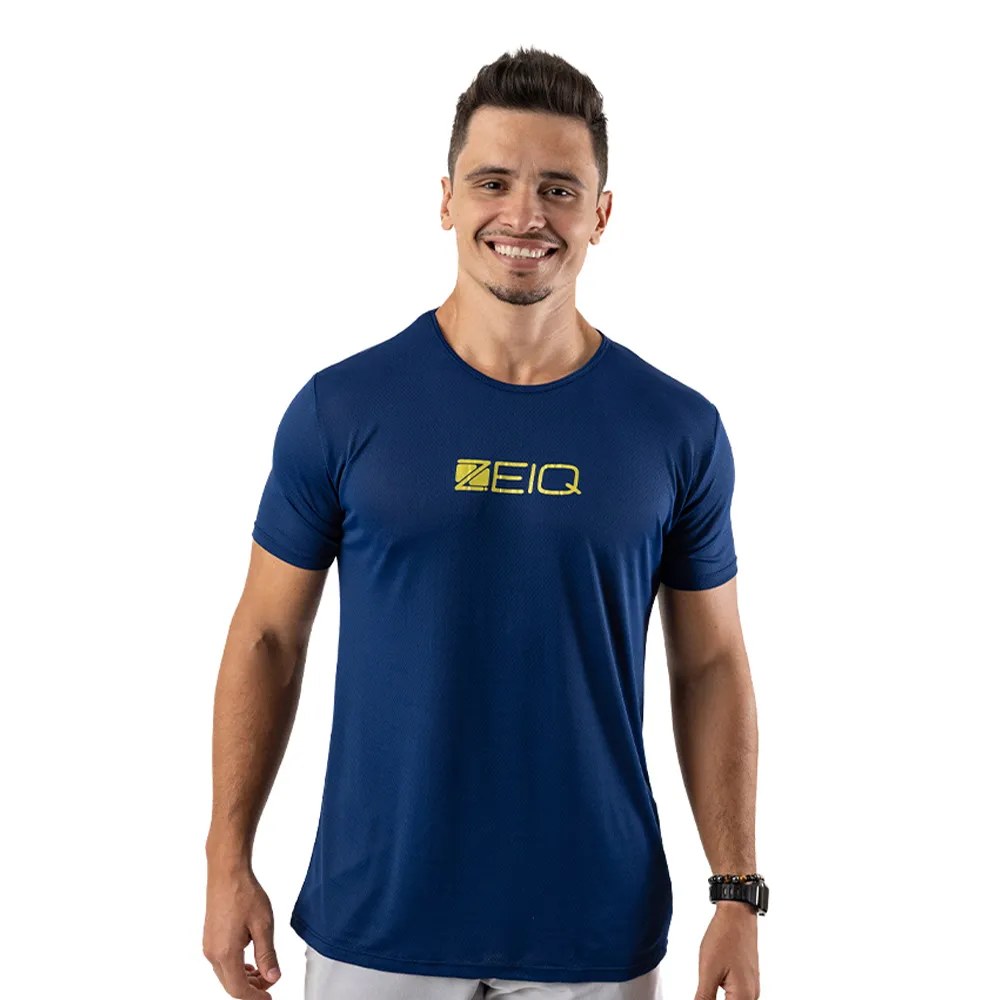 Camiseta Zeiq Slim Dry Azul Marinho e Gold