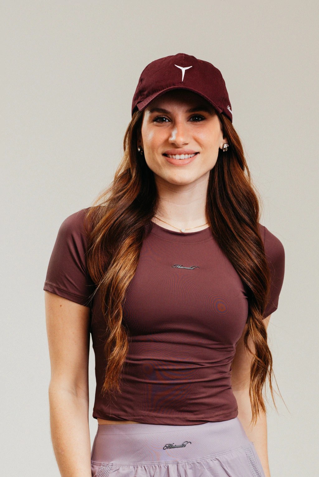 Camiseta Cropped Slim Minimalist Marrom Arroxeado