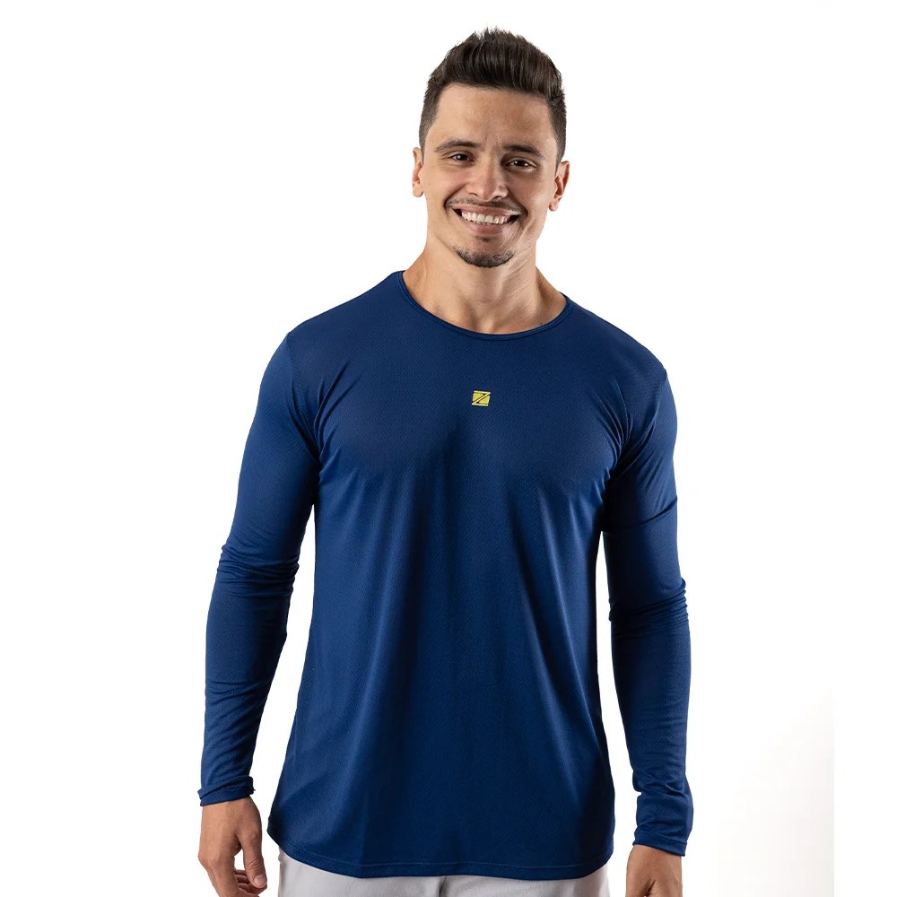 Camiseta Zeiq Masc Dry Manga Longa Marinho